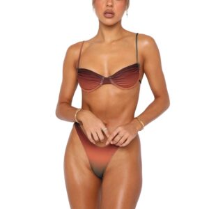 Sexy steel brace split two-piece bikini swimsuit